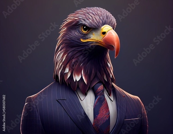 Fototapeta Eagle in suit, generative ai
