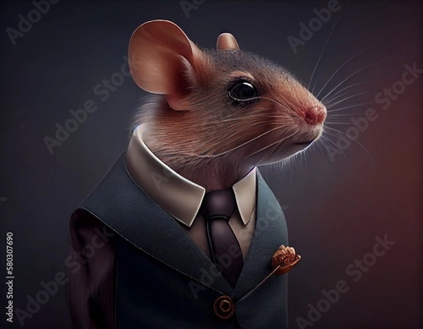 Fototapeta Mouse in suit, generative ai