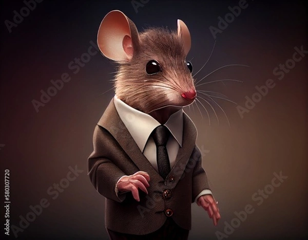 Fototapeta Mouse in suit, generative ai