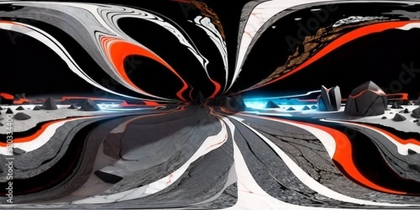 Fototapeta Digital painting in 3d liquid marble neon tone. Ai generative technology, kiakiaa style. vr ready. abstract background, 3d illustration