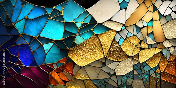 Fototapeta Glass and Stone Abstract Mosaic Pattern, Generative AI