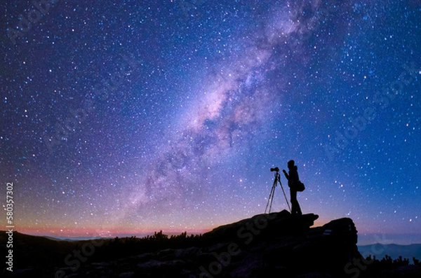 Obraz Milky Way and photographer silhouette