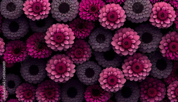 Fototapeta Magenta flowers pattern, Generative Ai