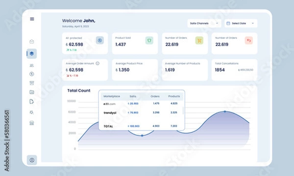 Fototapeta Marketplace Data Visualization UI Dashboard Design