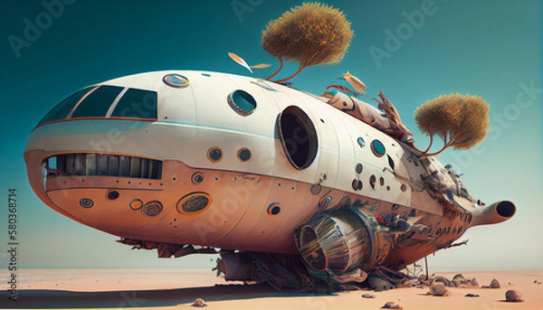 Fototapeta Space ship created with Generative AI technology