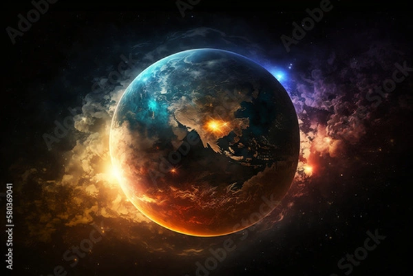 Fototapeta Abstract Space Background With Earth, Earth In Space Abstract Background, Generative Ai