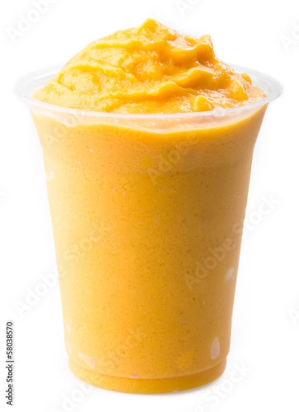 Obraz jogurt mango, shake mleczny na białym tle