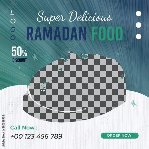 Fototapeta Fresh juice business marketing social media post or web banner template design with abstract background, logo and icon. 