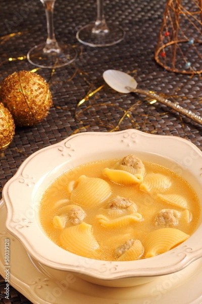 Obraz Christmas soup. Sopa navideña de galets