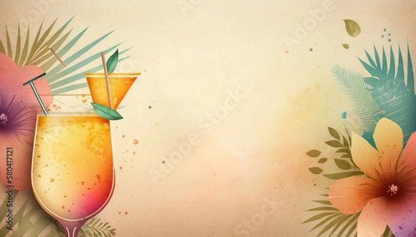 Obraz Background for a Cocktail Party or summer event invitation, inspiration for a card, poster, flyer or similar with copy space suitable for text. Created with Generative AI.
