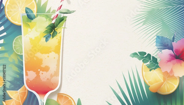 Obraz Background for a Cocktail Party or summer event invitation, inspiration for a card, poster, flyer or similar with copy space suitable for text. Created with Generative AI.