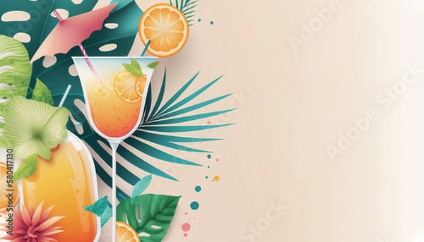 Obraz Background for a Cocktail Party or summer event invitation, inspiration for a card, poster, flyer or similar with copy space suitable for text. Created with Generative AI.