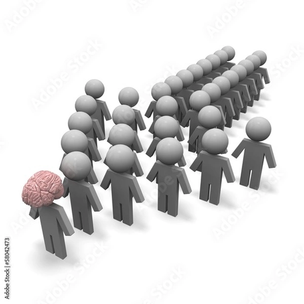 Obraz 3d puppets. Arrow. Leader concept