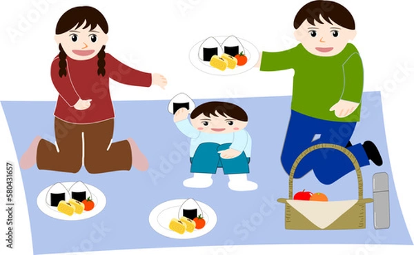 Obraz ピクニックをする親子