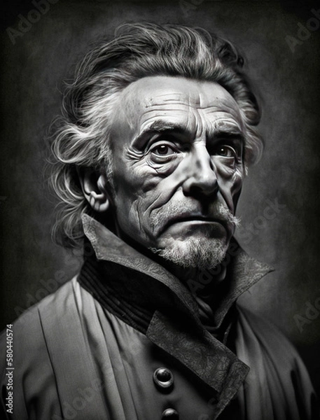 Fototapeta Black and white portrait of a philosopher - generative ai