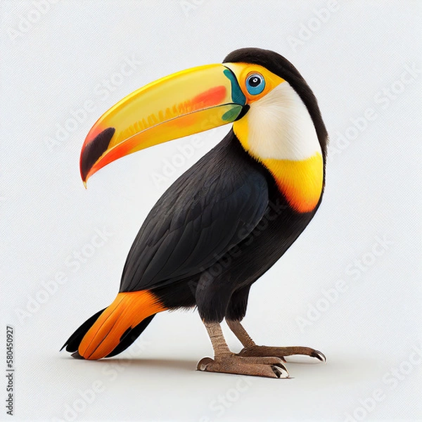 Fototapeta Beautiful toucan isolated on a white background - ai generative
