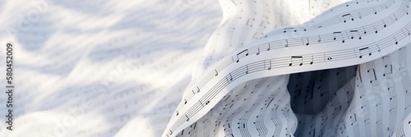 Fototapeta Infinite music notes background, original 3d rendering