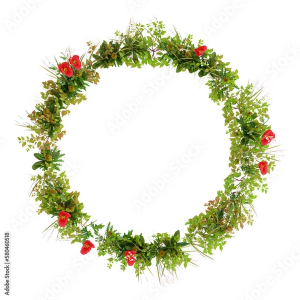 Obraz フレーム素材：草原の草花のリース