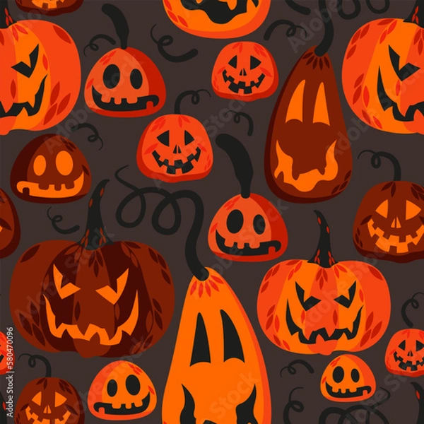 Obraz seamless pattern halloween pumpkin background