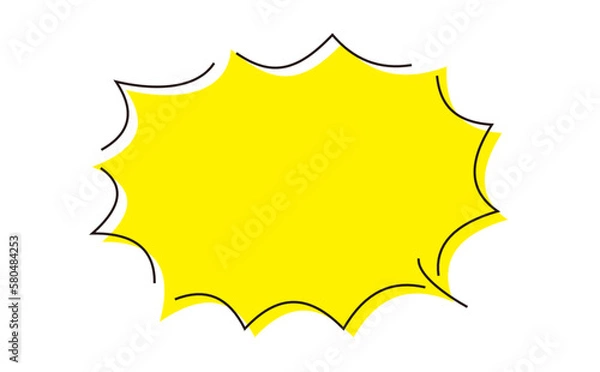 Obraz トゲトゲの吹き出し、見出しのフレームイラスト　黄色