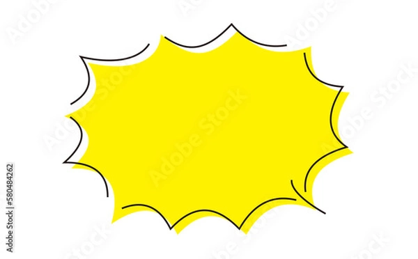 Obraz トゲトゲの吹き出し、見出しのフレームイラスト　黄色