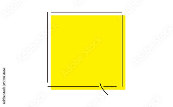 Obraz 四角形の吹き出し、見出しのフレームイラスト　黄色