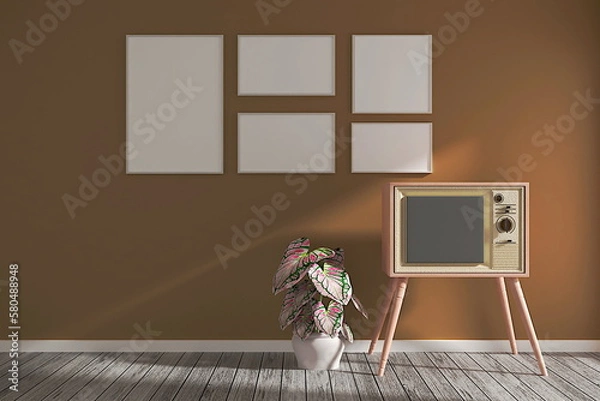 Fototapeta Photo frame mock up,Empty room 3d rendering