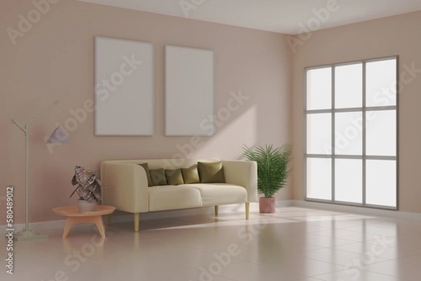 Fototapeta Photo frame mock up,Empty room 3d rendering