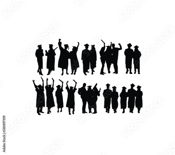 Obraz Happy Graduation Silhouettes, art vector design
