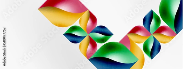 Fototapeta Vector abstract geometric background. Techno flower petals concept. Wallpaper or texture design, bright poster, banner, flyer