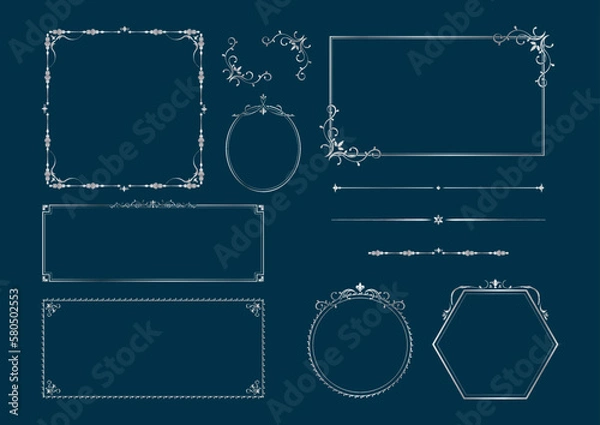 Obraz アンティークフレーム&ラインセット（シルバー）