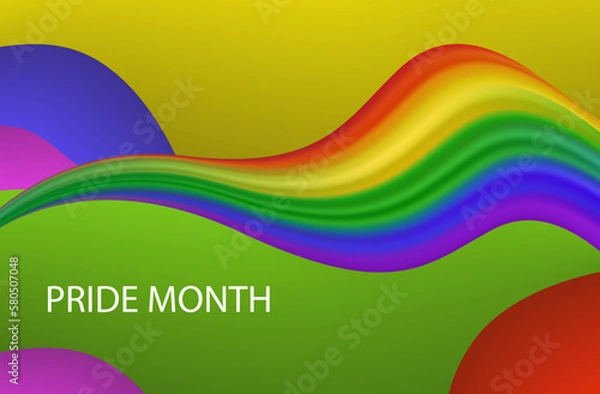 Fototapeta Lgbt pride wave. Rainbow, colorful ribbon, multicolor curve line. Pride month event, modern concept of holiday of human rights and tolerance, active community. Banner with LGBTQ flag wavy. Vector 3d. 