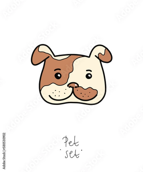 Fototapeta Color clip art of a pet on a white or transparent background. From a vector large set. Hare, hamster, cat, dog, mouse, raccoon, fox, kittens, toys, parrot