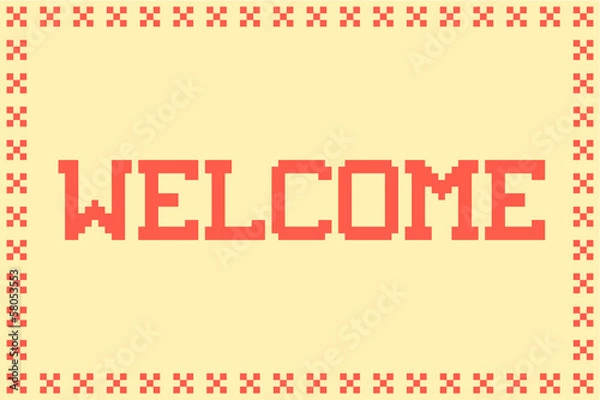 Obraz Pixel Welcome Matt in with a Cross Border and Plain Background