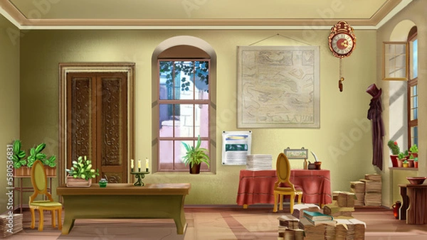 Fototapeta Vintage room interior illustration