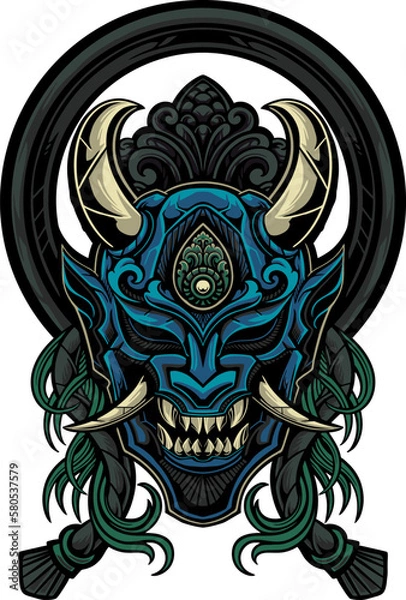 Fototapeta japanese samurai mask vector design