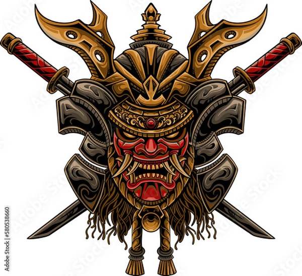 Obraz japanese samurai mask vector design