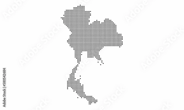 Fototapeta Thailand dotted map with grunge texture in dot style. Abstract vector illustration of a country map with halftone effect for infographic. 