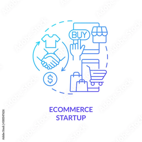 Fototapeta Ecommerce startup blue gradient concept icon. Online retail development. Best foundation industry abstract idea thin line illustration. Isolated outline drawing. Myriad Pro-Bold font used