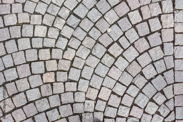 Fototapeta pattern of grey cobblestone as walkway pavement