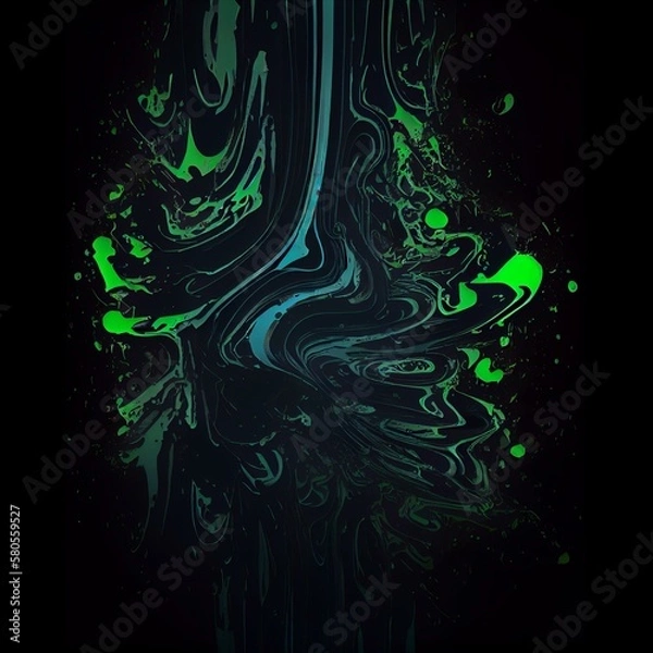 Obraz  green paint splashes on the dark background ar 2:3 Generative AI