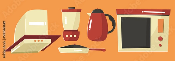 Fototapeta Set Collection Kitchen Tools 
