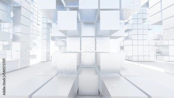 Fototapeta 3d render abstract architecture background building geometric shape