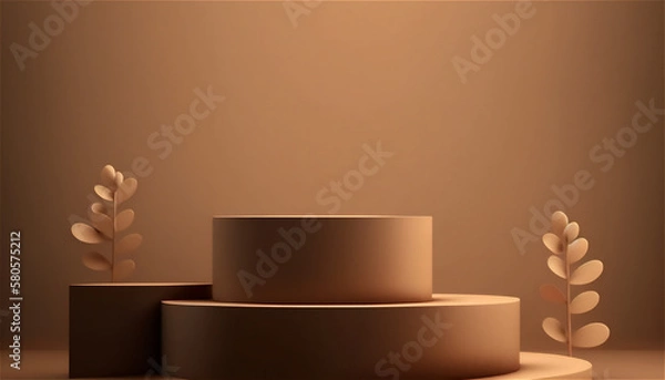 Fototapeta Minimal background.podium and brown background for product presentation. Generative AI