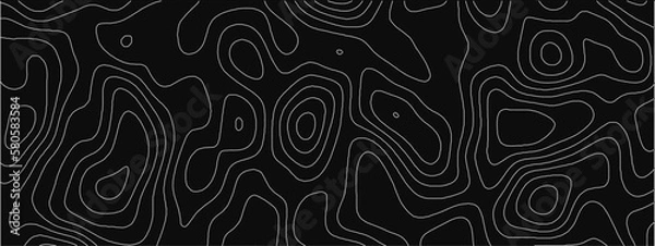 Obraz Topographic background and texture, monochrome image. 3D waves, White wave paper curved reliefs abstract background, Abstract topographic contours map background, Vector contour topographic map.
