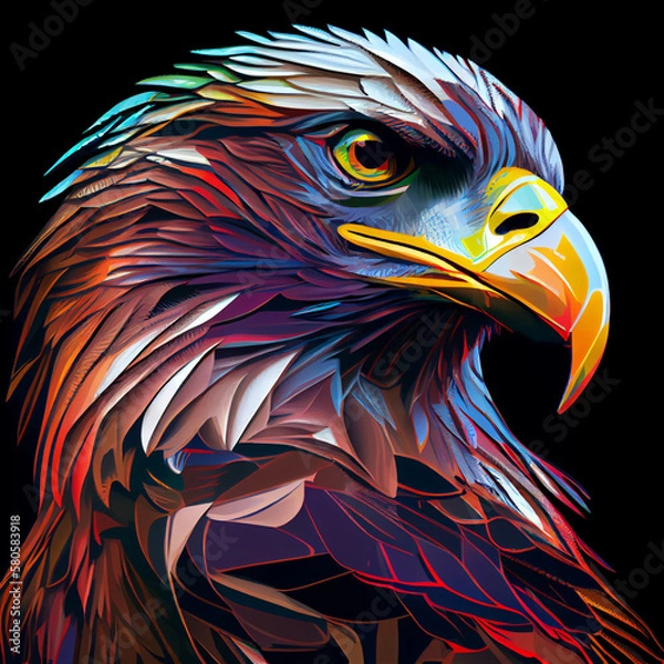 Fototapeta Pop art  eagle. Created by AI tool.