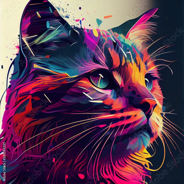 Fototapeta Pop art Cat. Created by AI tool.
