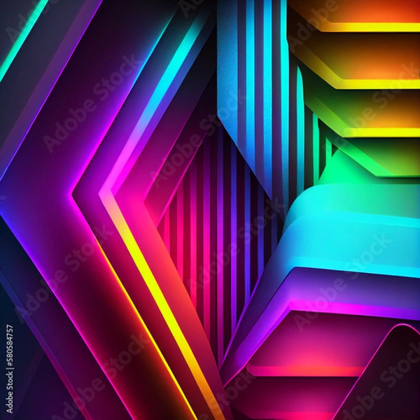 Fototapeta Colorful neon background. Created by AI tool.