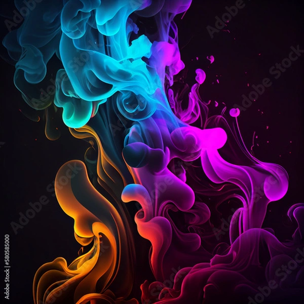 Fototapeta Neon smoke background. Created by AI tool.