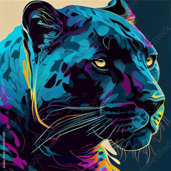 Fototapeta Pop art Panther. Created by AI tool.